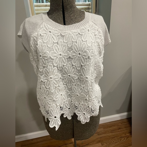 Anthropologie Tops - (Anthropologie) Tina Jo lace short Sleeve sweater NEW with TAGS